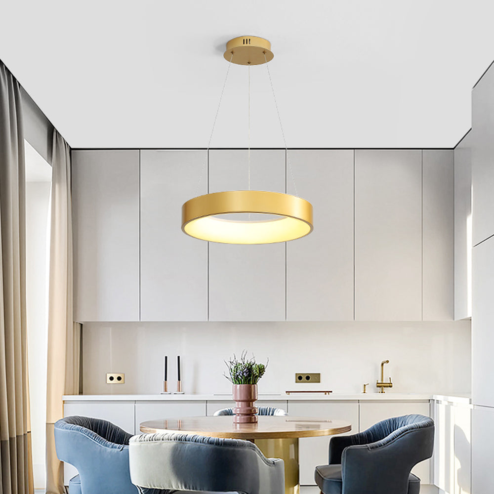 White LED Ribbed Hoop Pendant Ceiling Lights - Lumpaz