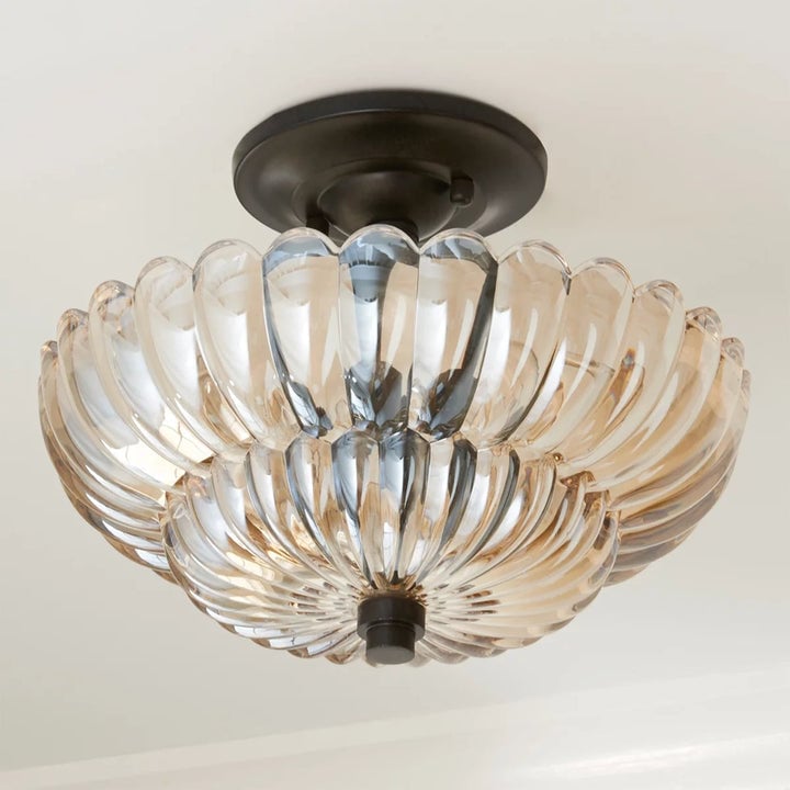 Vintage Amber Glass Semi-Flush Ceiling Light Shades Of Light - Lumpaz