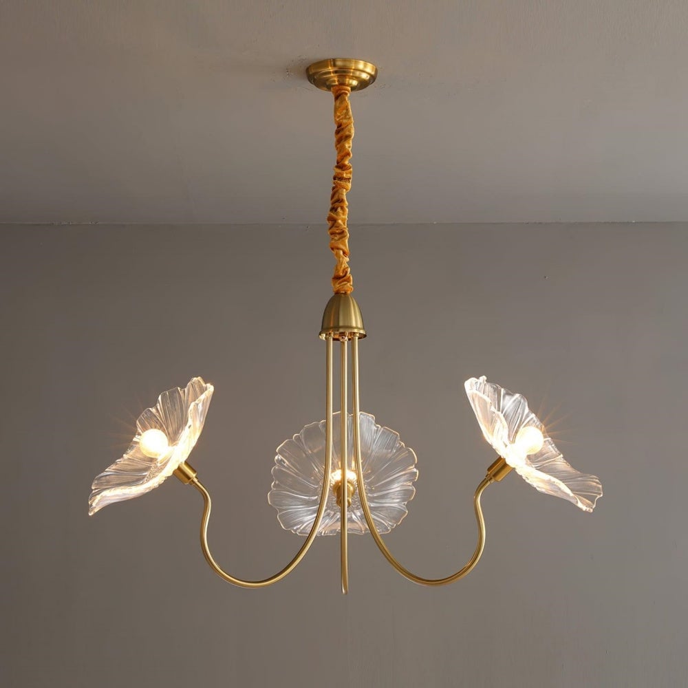 Modern Lotus Leaf Glass Living Room Chandelier - Lumpaz