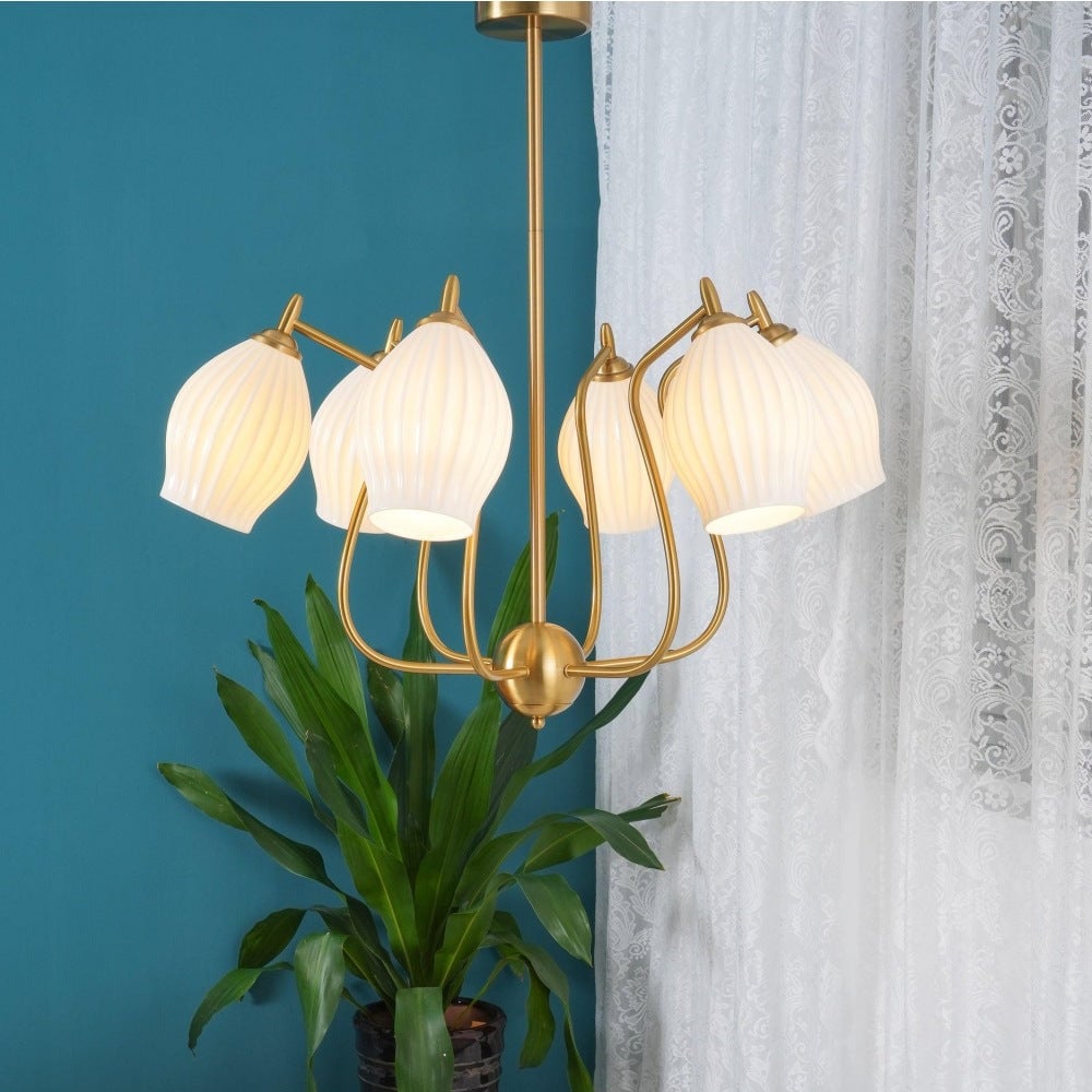 Modern Ceramics Flower shaped Warm Chandelier - Lumpaz