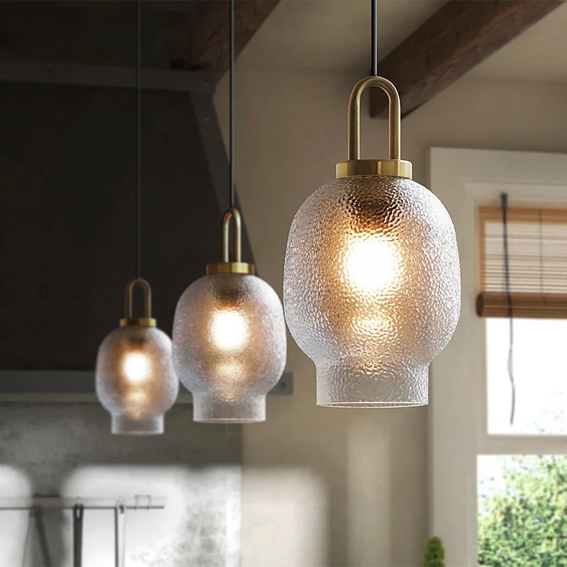 Clear Frosted Glass Pendant Light for Kitchen - Lumpaz