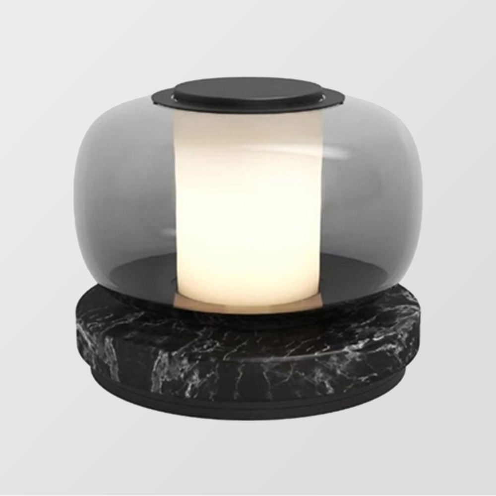 Glass & Marble Table Lamp Bedroom Beside - Lumpaz