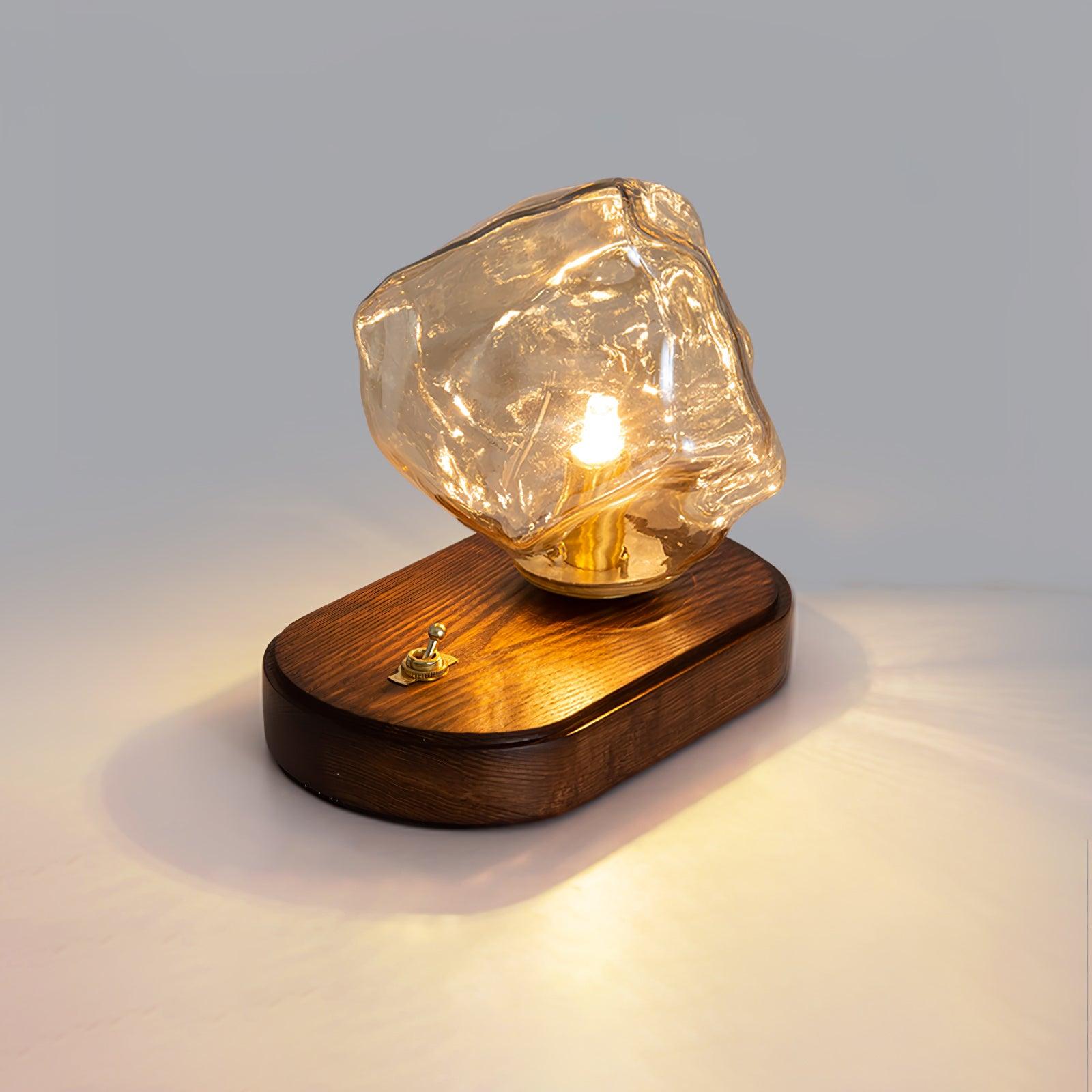 Modern Ice Stone Glass Bedroom Table Lamp - Lumpaz