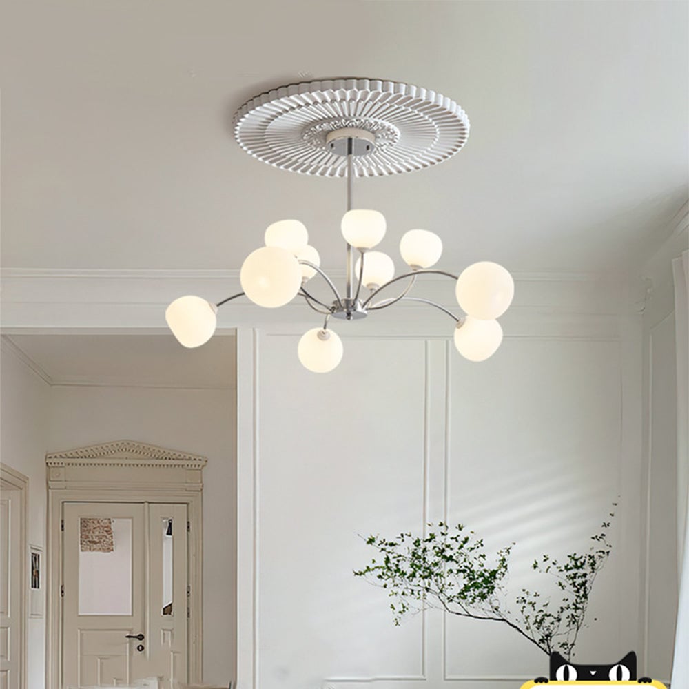 White Glass Globe Sputnik Shape Chandelier - Lumpaz