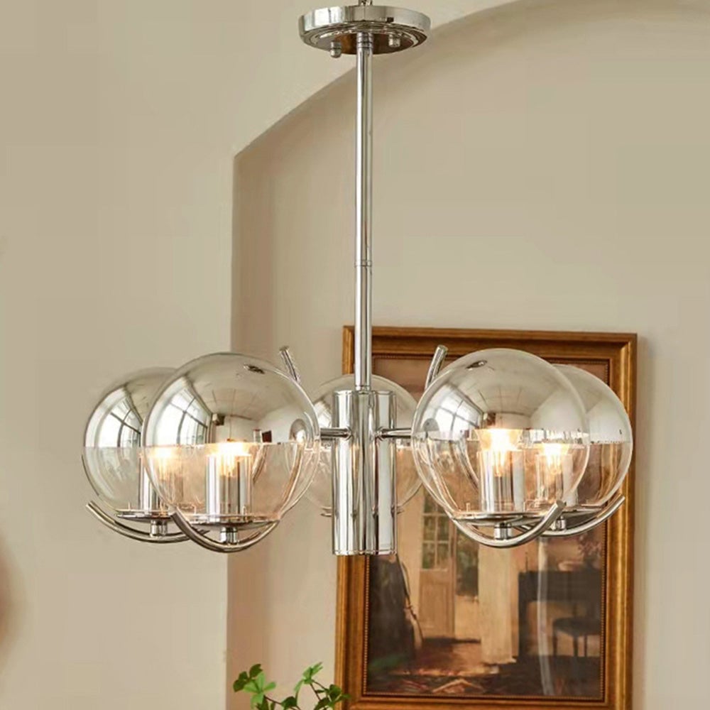 Modern Silver Glass Space Ball Chandelier - Lumpaz