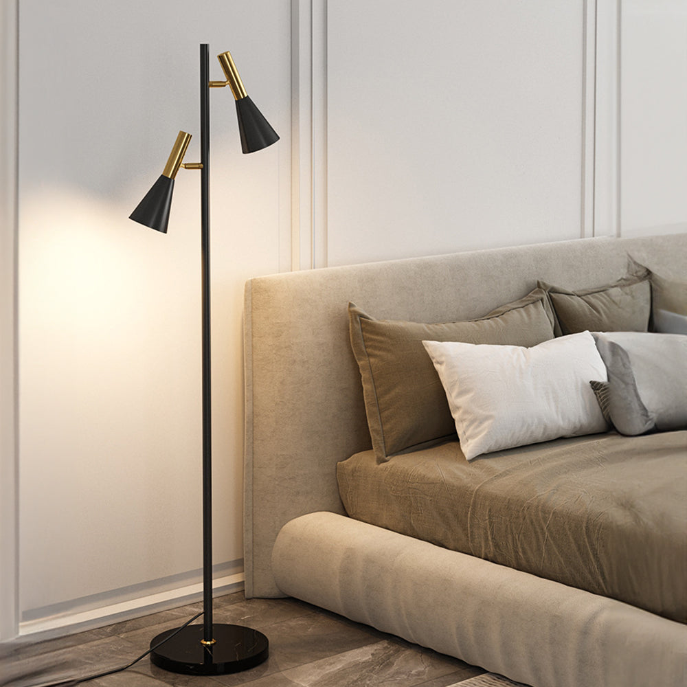 Creative Adjustable Two Heads Black Floor Lamp - Lumpaz