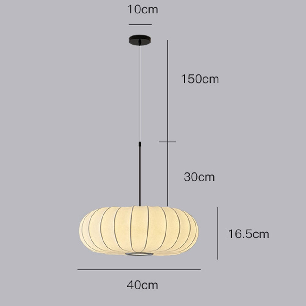 White Fabric Hanging Light Pumpkin Shape Pendant Light - Lumpaz