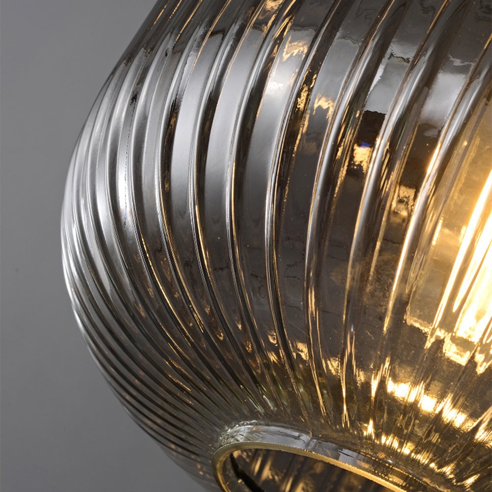 Modern Oval Ribbed Glass Pendant Light - Lumpaz