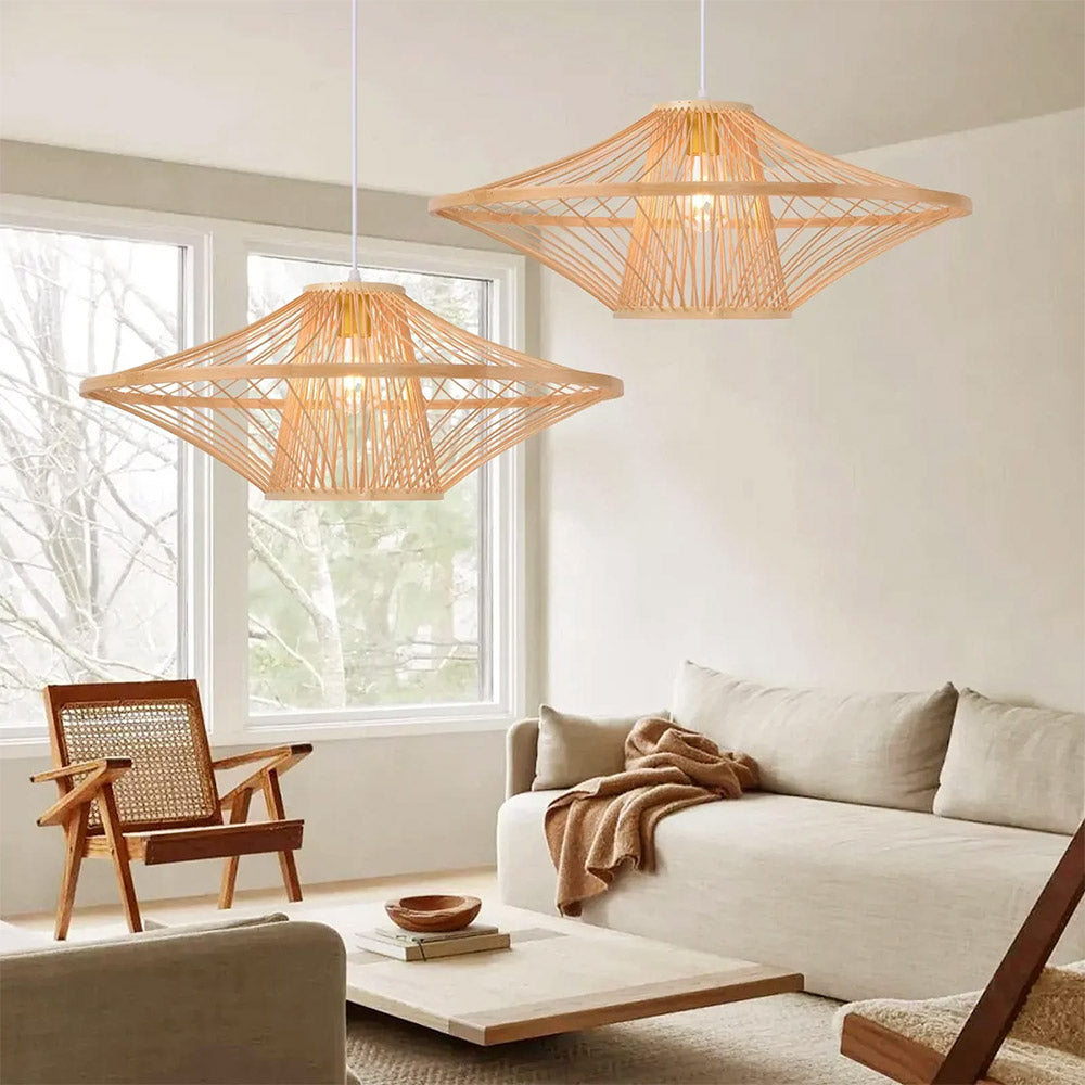 Short Handcrafted Woven Lantern Pendant Light For Living Room - Lumpaz