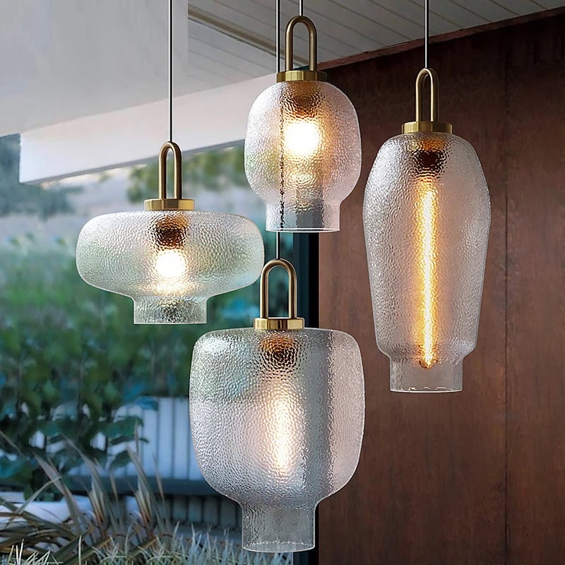Clear Frosted Glass Pendant Light for Kitchen - Lumpaz