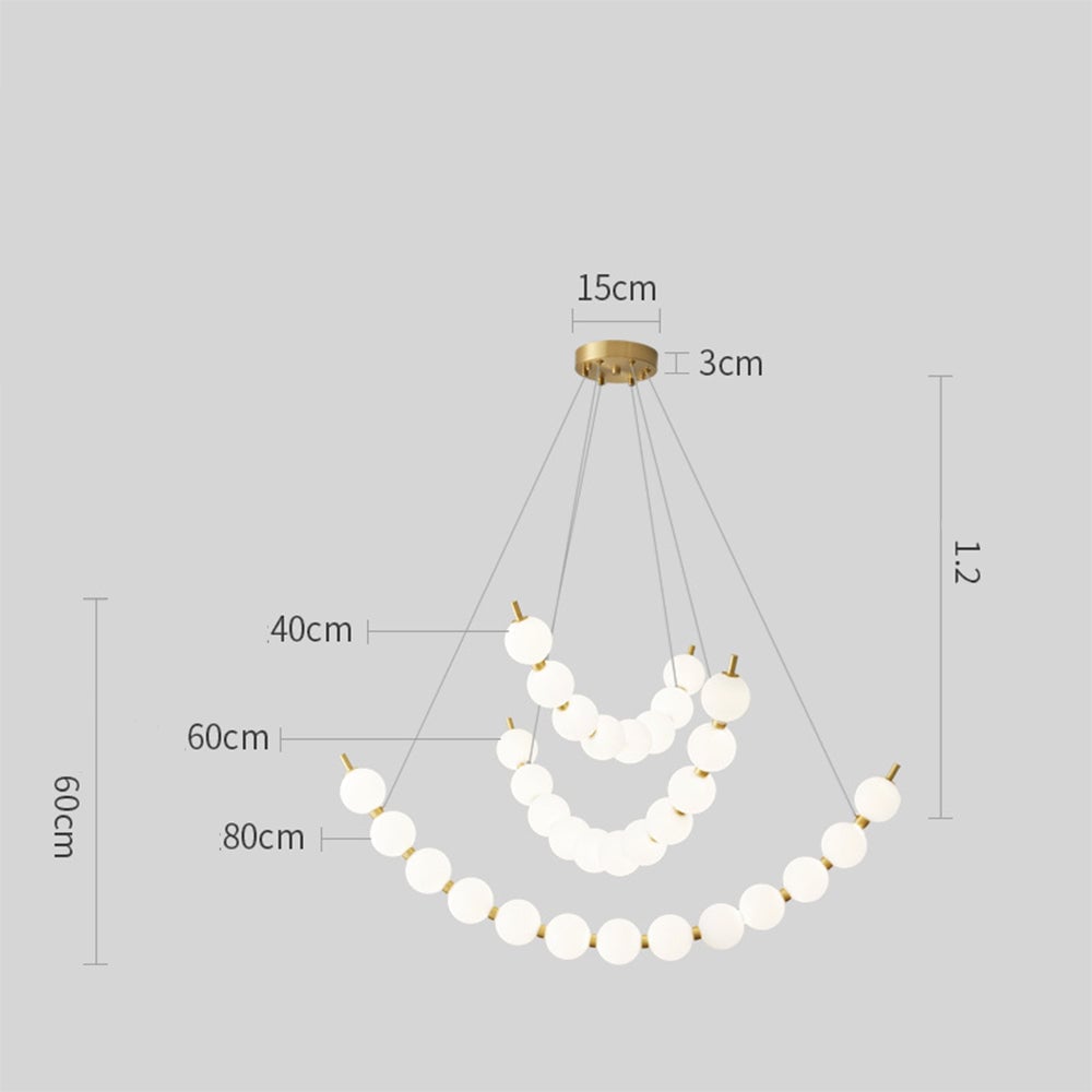 Unique Pearl Design White Ball LED Necklace Chandelier - Lumpaz