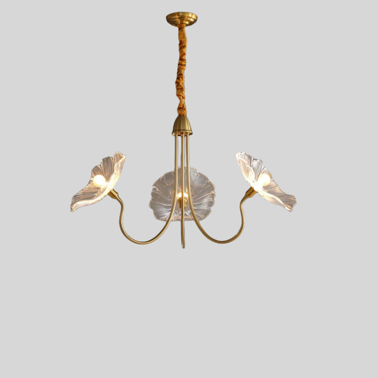 Modern Lotus Leaf Glass Living Room Chandelier - Lumpaz