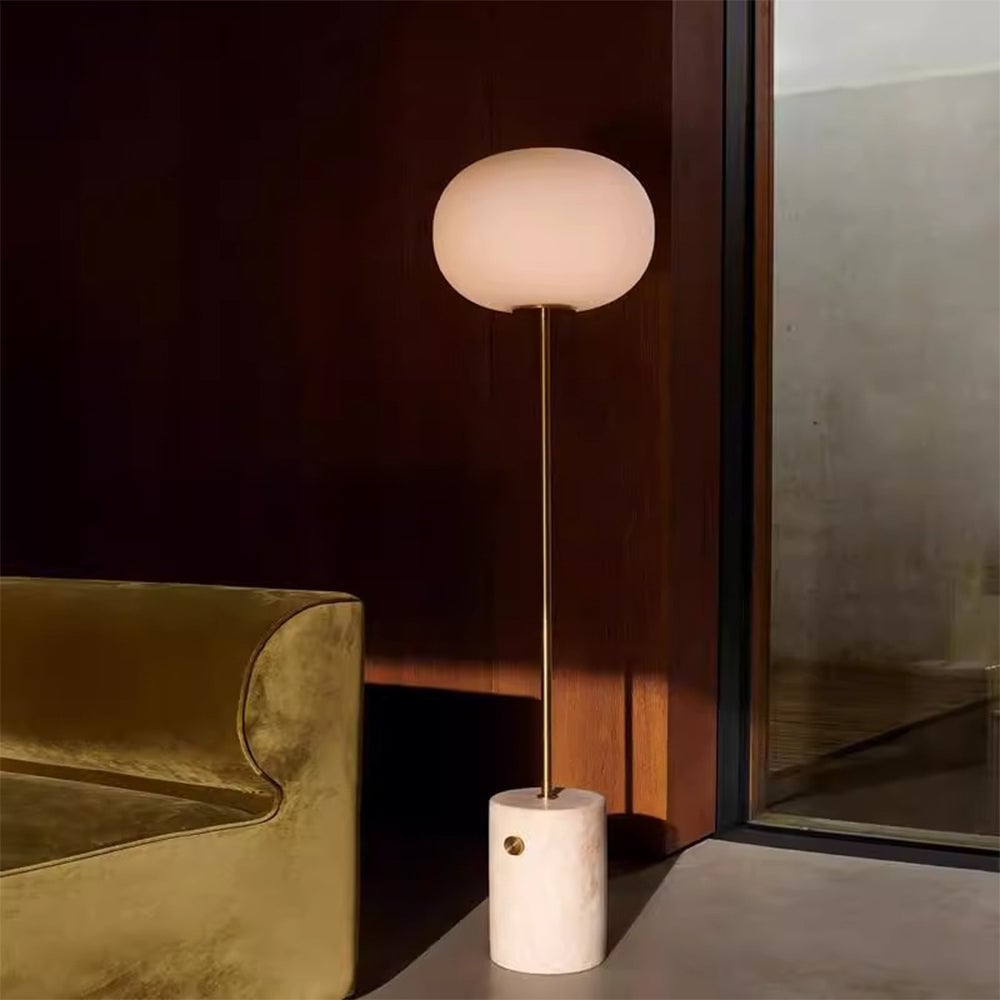 Wabi-sabi Marble Globe Glass Floor Lamp - Lumpaz