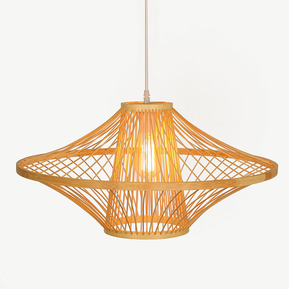 Short Handcrafted Woven Lantern Pendant Light For Living Room - Lumpaz