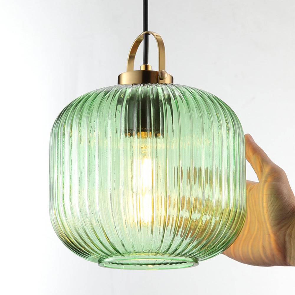 Retro Green Lantern Glass Pendant Lamp - Lumpaz
