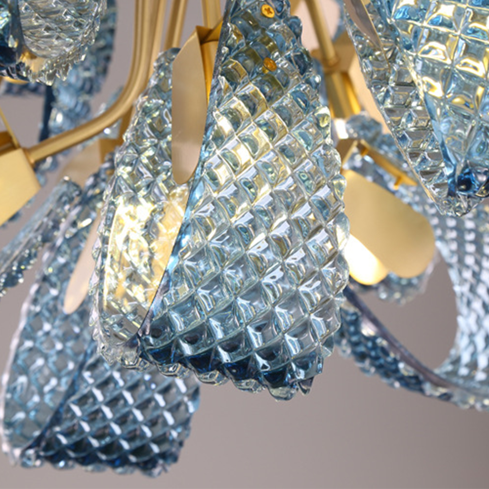 Luxury Style Gorgeous Blue Chandelier Modern Copper Glass Chandelier - Lumpaz