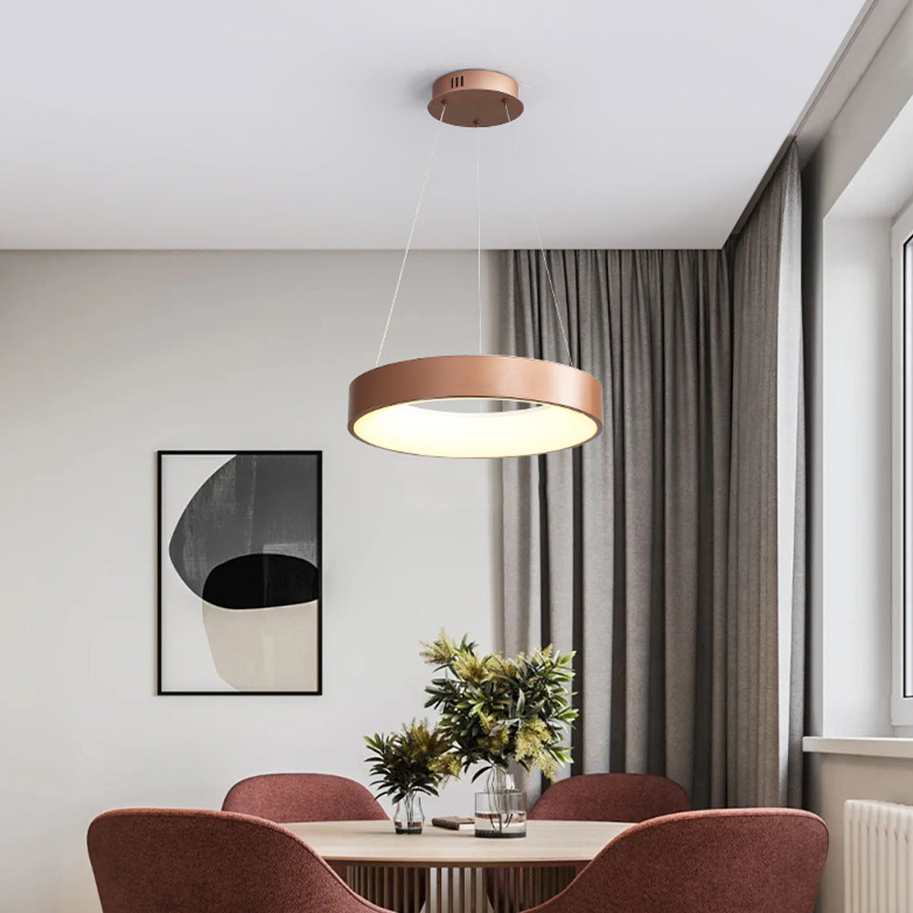 White LED Ribbed Hoop Pendant Ceiling Lights - Lumpaz