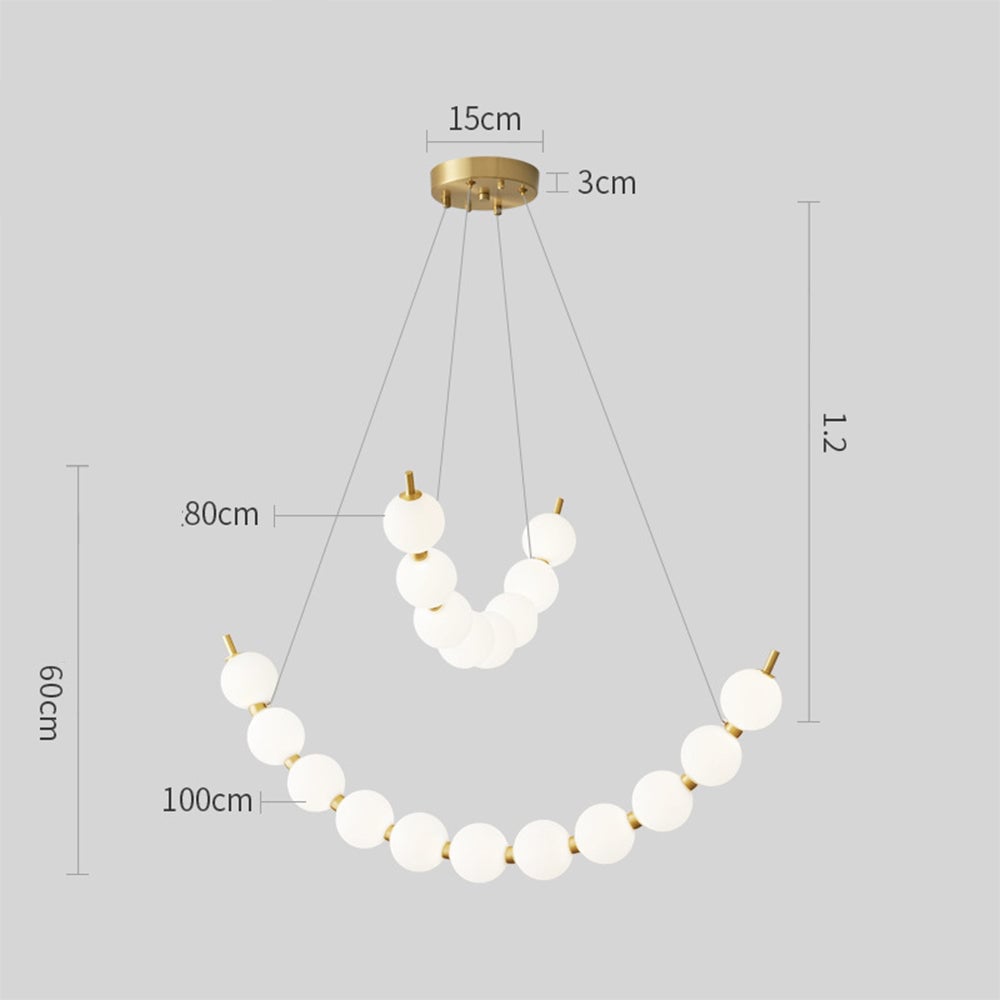 Unique Pearl Design White Ball LED Necklace Chandelier - Lumpaz
