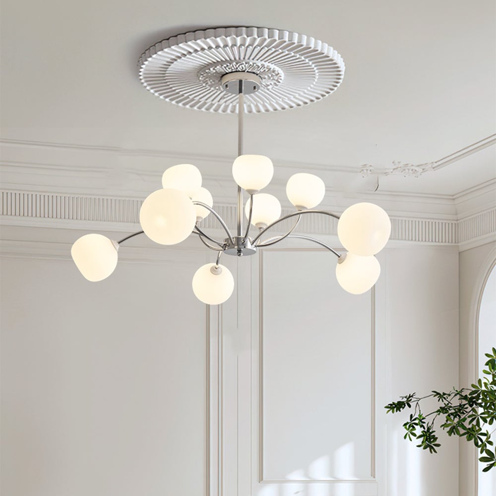 White Glass Globe Sputnik Shape Chandelier - Lumpaz