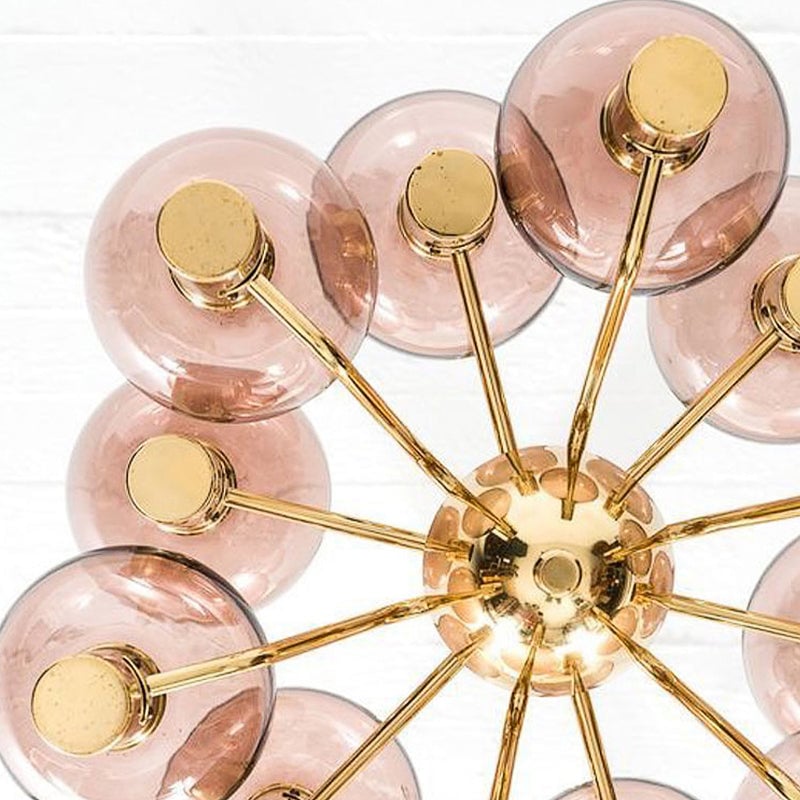 Contemporary Pink Glass 12-Bulb Decorative Chandelier - Lumpaz
