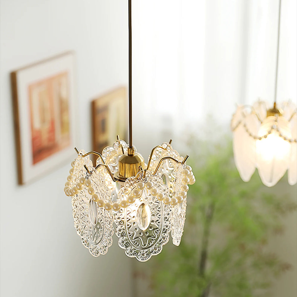 Elegant Floral Glass Pendant Lamp Pendant Light - Lumpaz