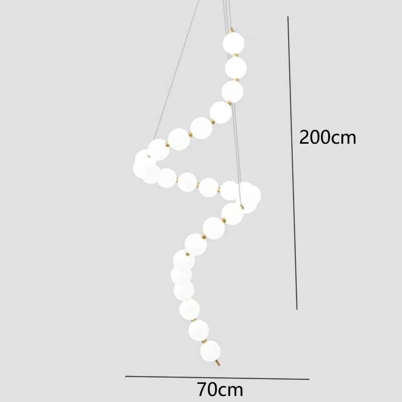 White LED Pearl Necklace Chandelier For Stair - Lumpaz