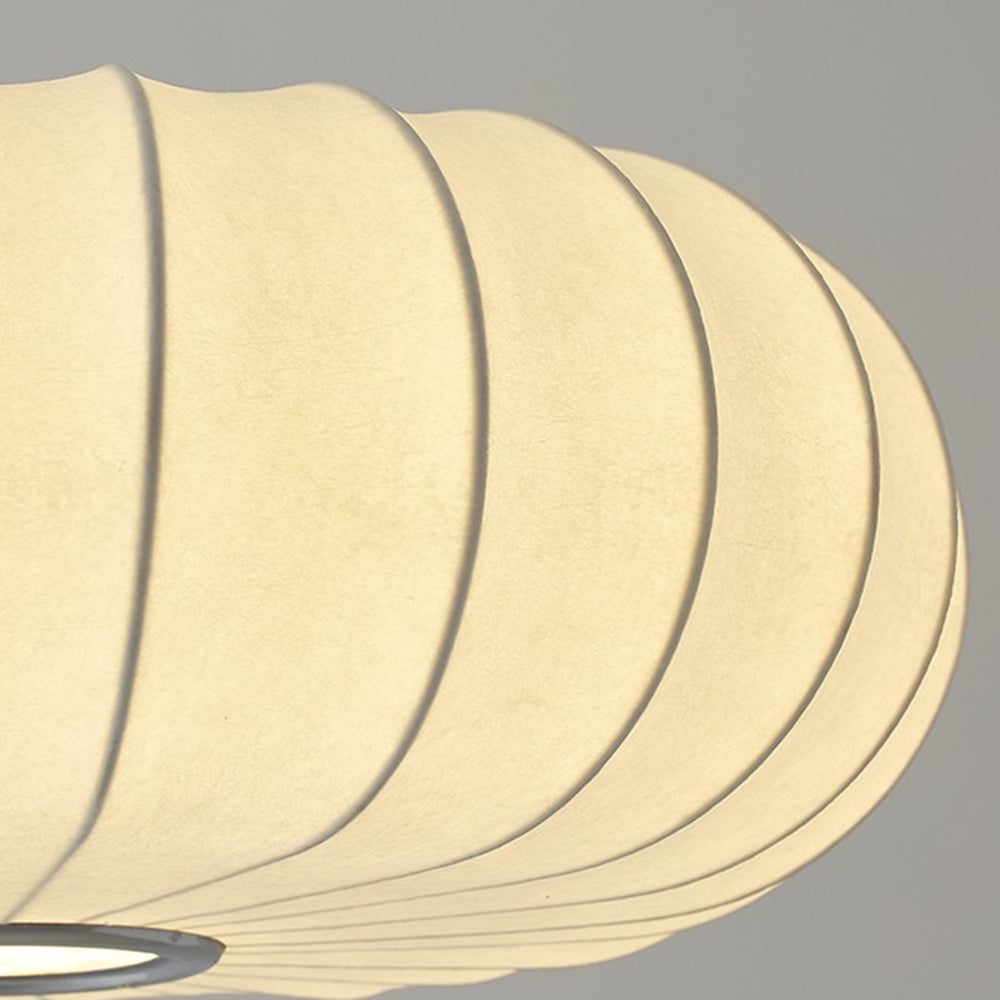 Wabi-Sabi White Fabric Drum Pendant Light - Lumpaz