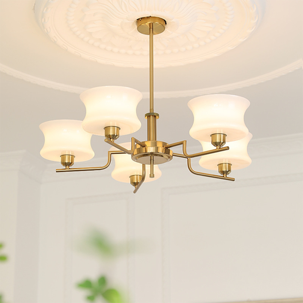 Nordic Belue Brass Glass Chandelier For Dining Room - Lumpaz