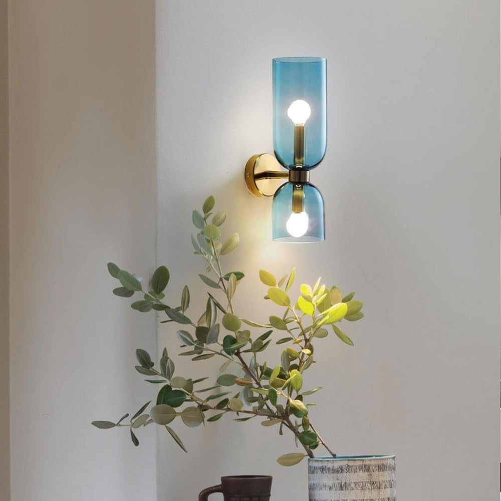 Double Head Glass Wall Lamp LED Sconce for Bedroom - Lumpaz