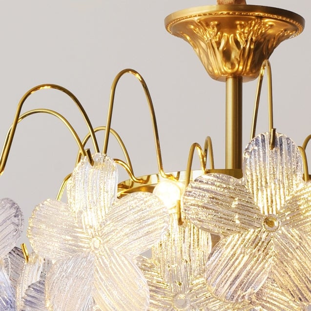 Classic Flower-Shaped Stained Glass Chandelier for Living Room - Lumpaz