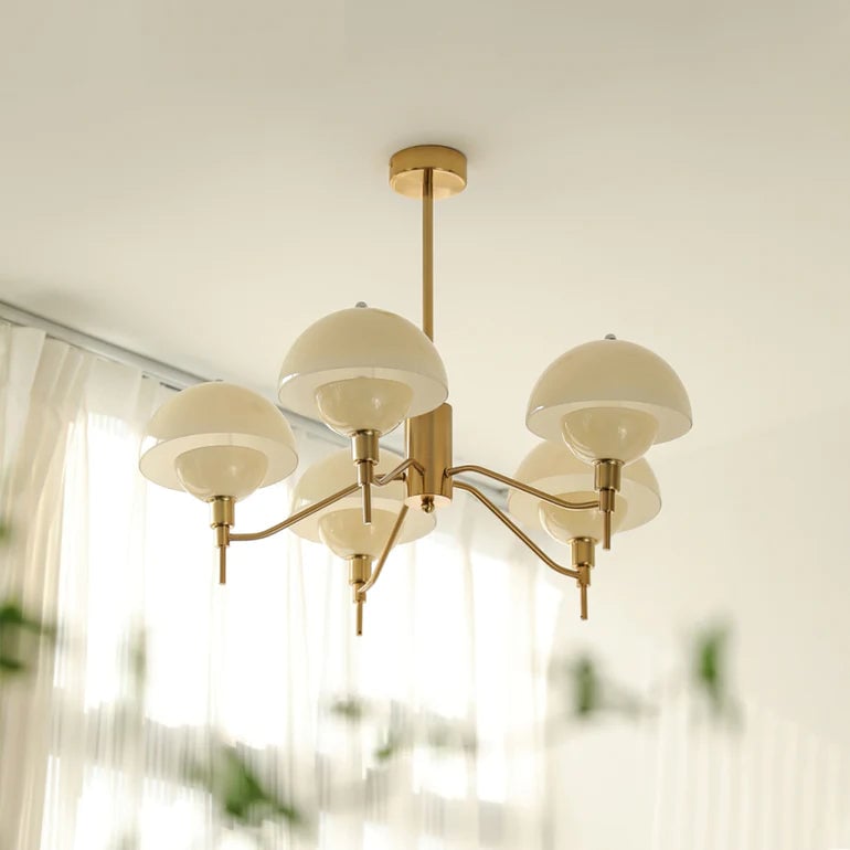 French White Cream Mushroom Chandelier - Lumpaz