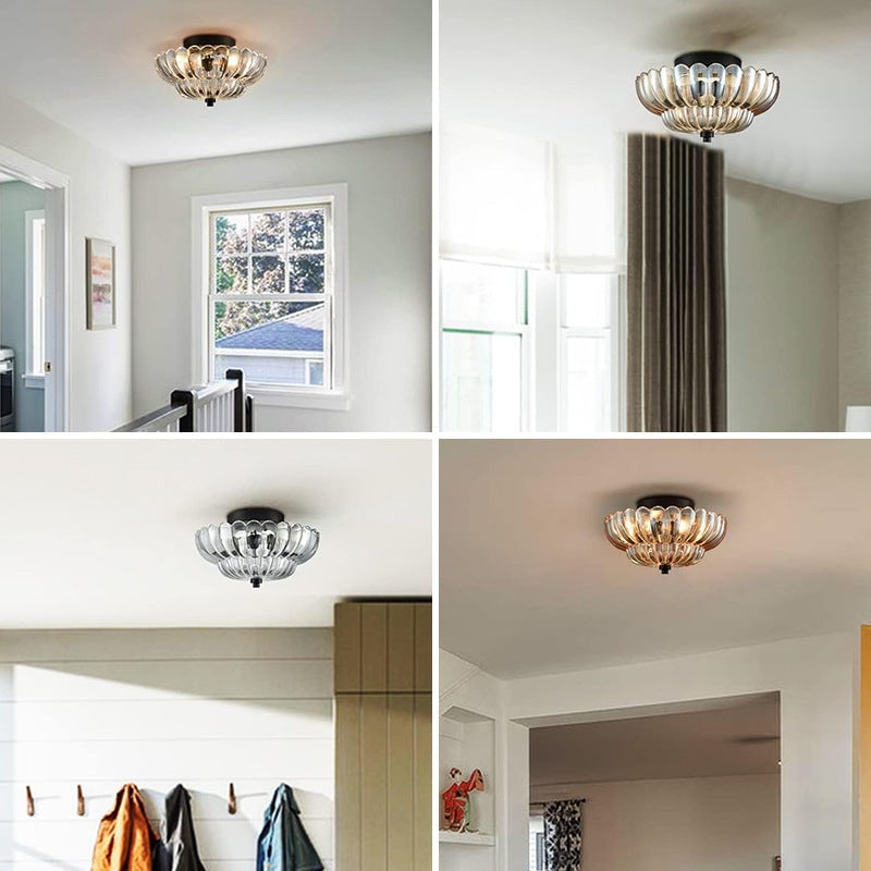 Vintage Amber Glass Semi-Flush Ceiling Light Shades Of Light - Lumpaz