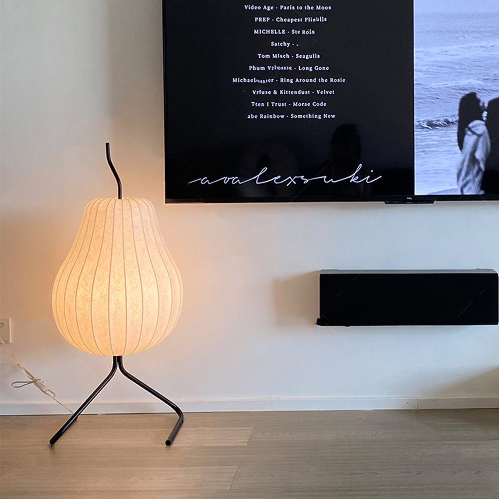 Pear Silk Floor Lamp For Living Room - Lumpaz