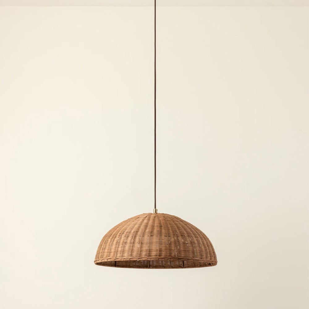 Retro Rattan Dome Pendant Light For Dining Room - Lumpaz