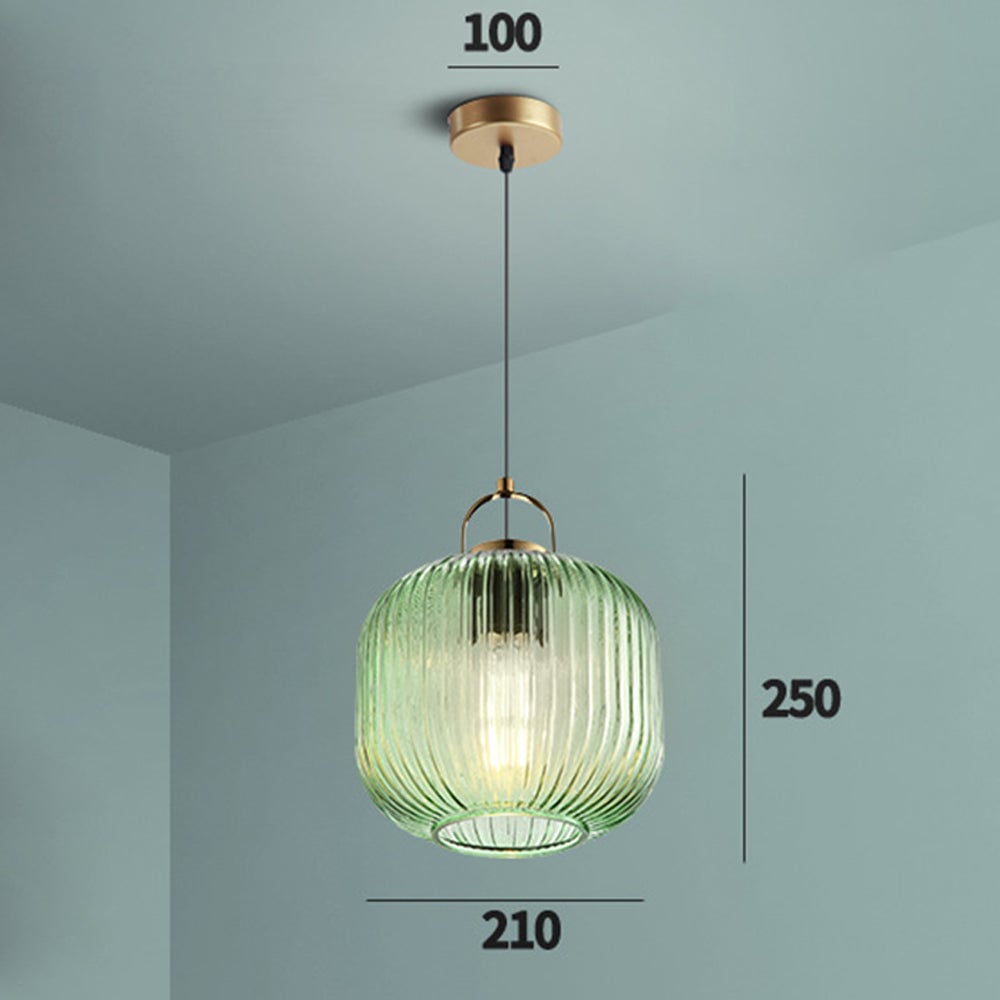 Retro Green Lantern Glass Pendant Lamp - Lumpaz