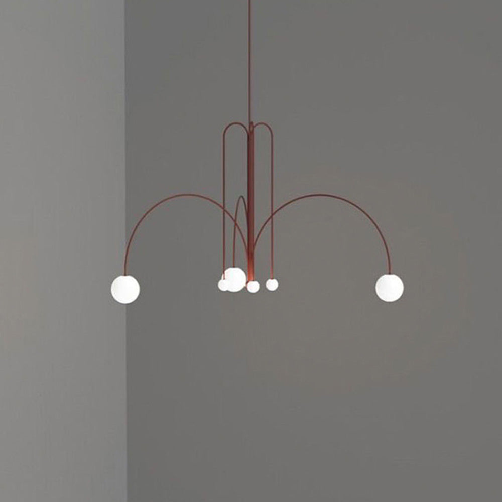Red Art Deco Long Line Type Metal Pendant Light - Lumpaz