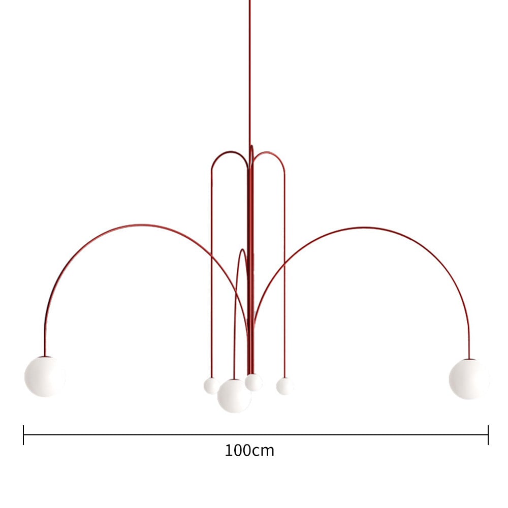 Red Art Deco Long Line Type Metal Pendant Light - Lumpaz