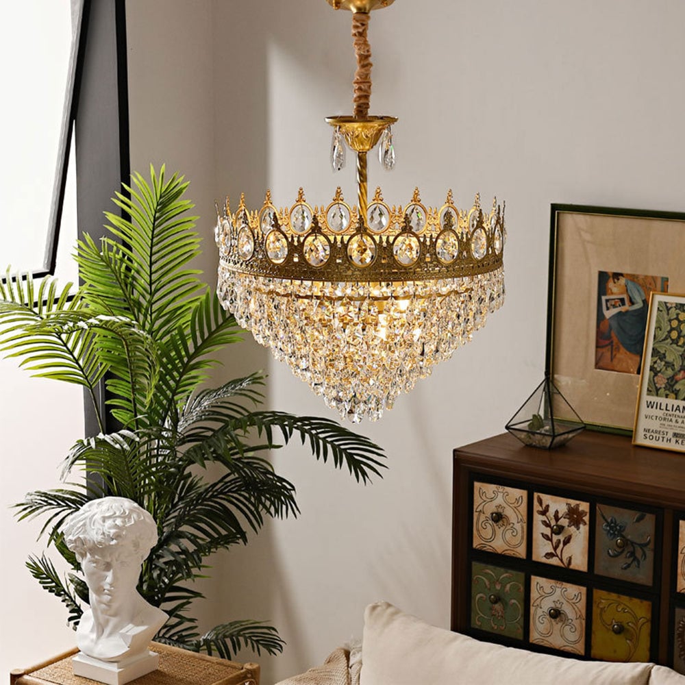 Retro French Gold Crystal Chandelier - Lumpaz