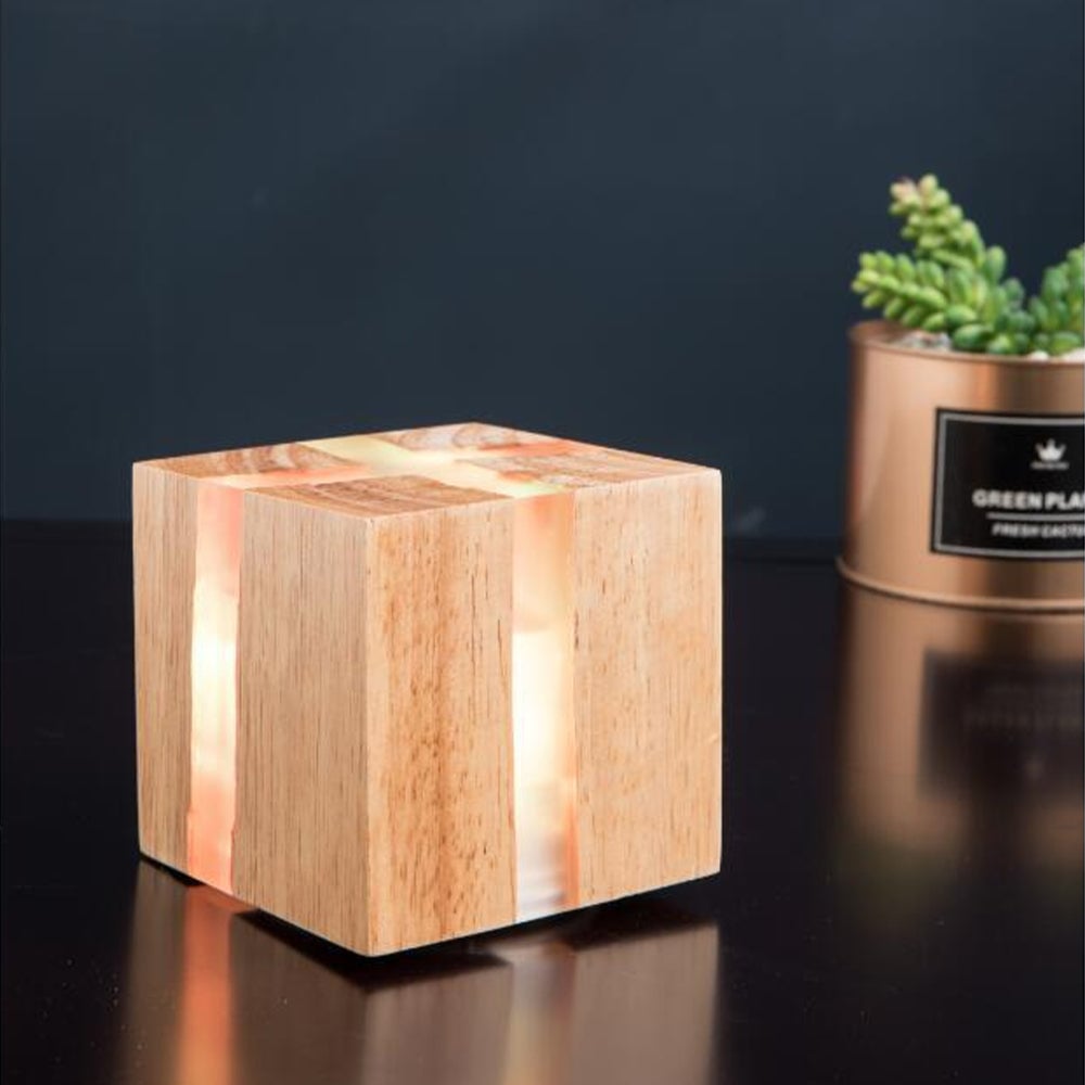 Solid Wood Art Crackle Table Lamp - Lumpaz