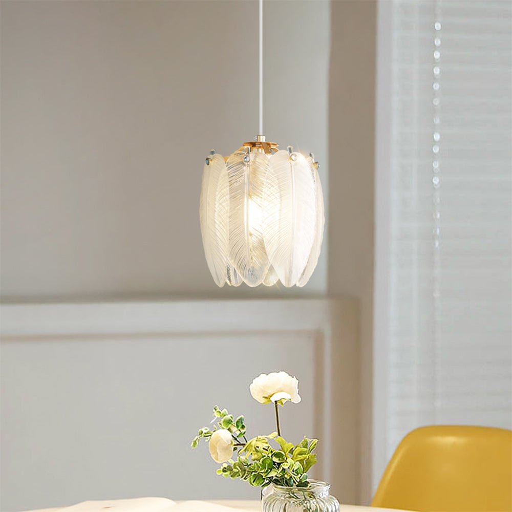 French Style Feather Glass Pendant Light - Lumpaz