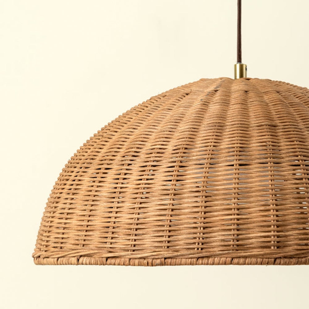 Retro Rattan Dome Pendant Light For Dining Room - Lumpaz