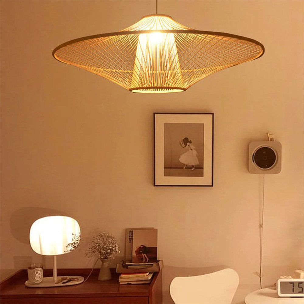 Short Handcrafted Woven Lantern Pendant Light For Living Room - Lumpaz