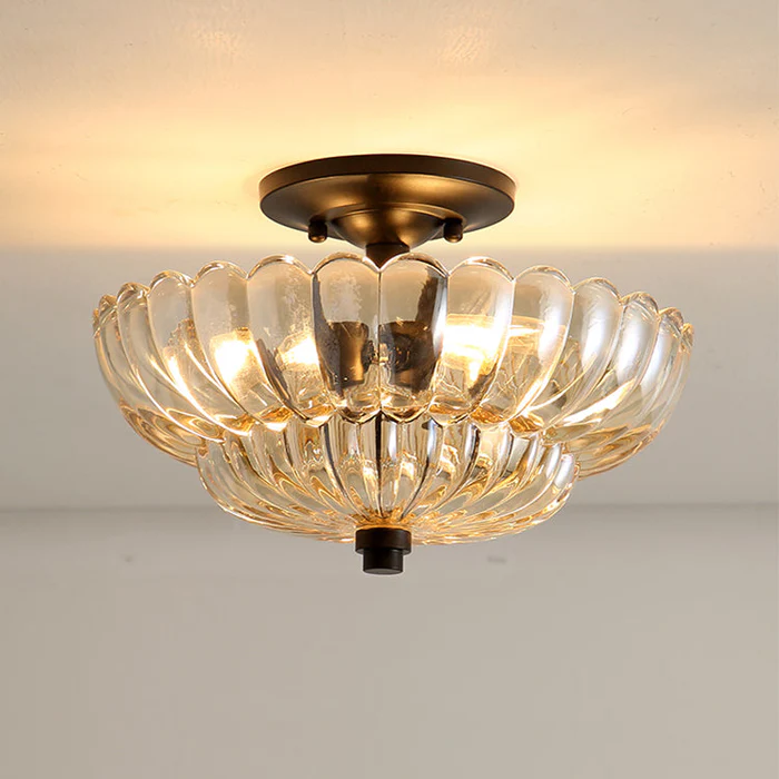 Vintage Amber Glass Semi-Flush Ceiling Light Shades Of Light - Lumpaz