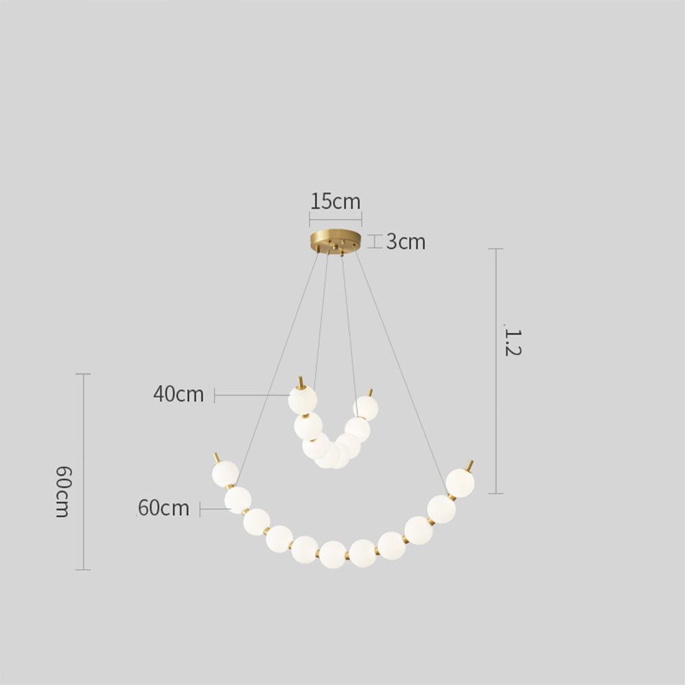Unique Pearl Design White Ball LED Necklace Chandelier - Lumpaz