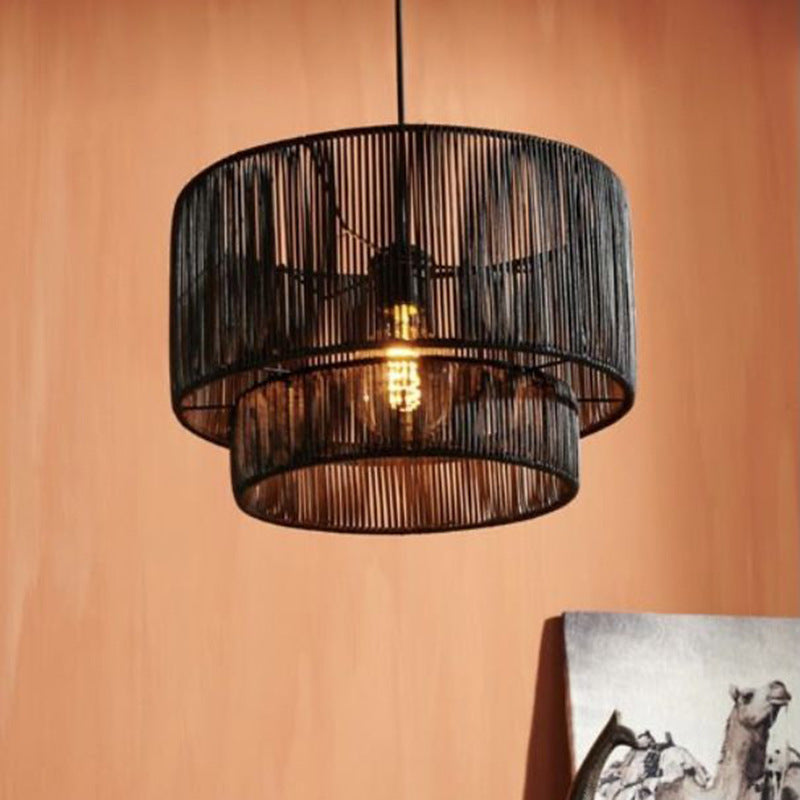 Retro Rope Woven Dining Room Pendant Light - Lumpaz