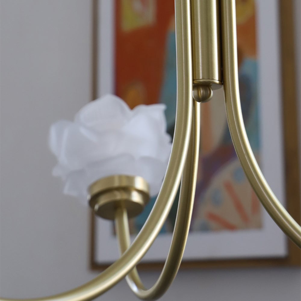 3 Heads French Simple Chandelier Vintage Rose Flower Glass Chandeliers - Lumpaz