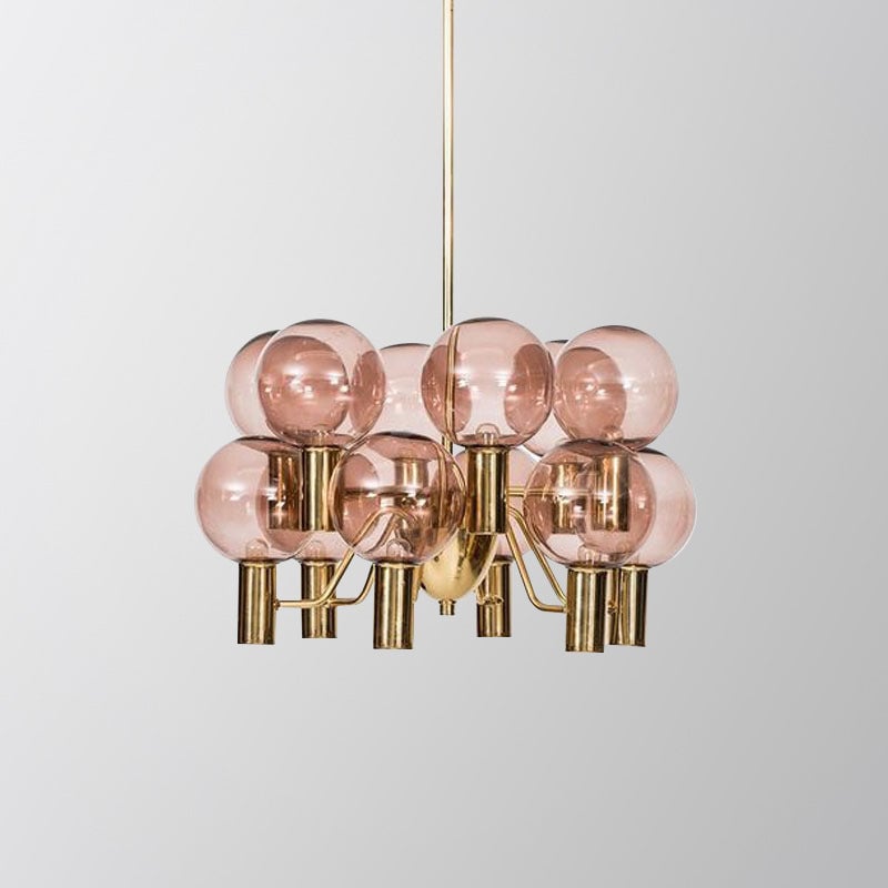 Contemporary Pink Glass 12-Bulb Decorative Chandelier - Lumpaz