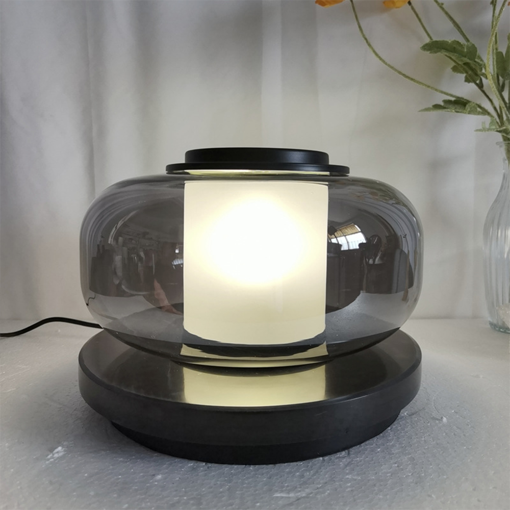 Glass & Marble Table Lamp Bedroom Beside - Lumpaz