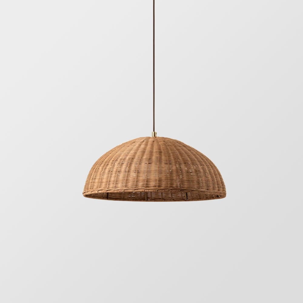 Retro Rattan Dome Pendant Light For Dining Room - Lumpaz