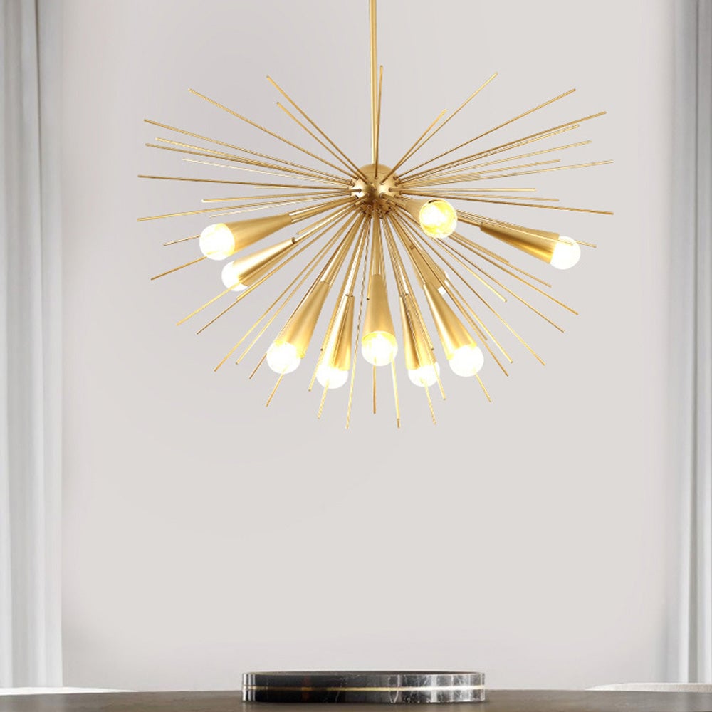 Mid-Century Modernist Brass Chandelier For Living Room - Lumpaz